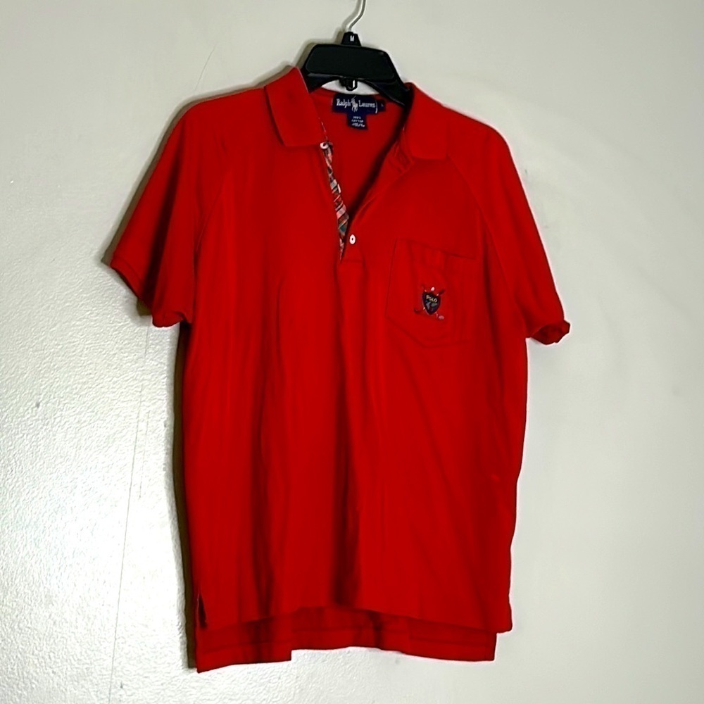 Vintage Ralph Lauren golf short sleeve red cotton polo shirt large women’s